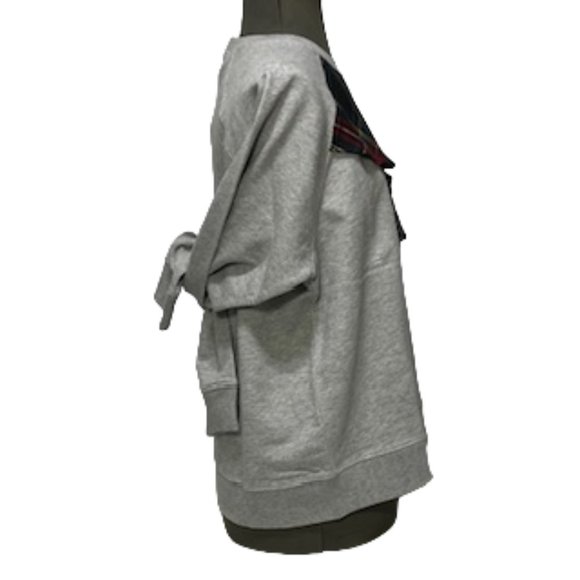 J.CREW Heather Gray Sweatshirt With Tartan Ruffle Detail Size XL NWT - Picture 4 of 16